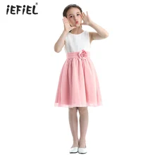 Новинка; Детские платья для девочек; плиссированное платье принцессы без рукавов с цветочным рисунком для девочек; Vestidos De Feata; элегантное платье для дня рождения и свадьбы