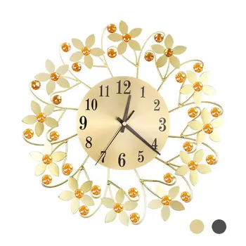 

35cm European Style 3D Large Wall Clock Flower Rhinestone Silent Living Room Bedroom Office Home Decor Decorative Wall Clock