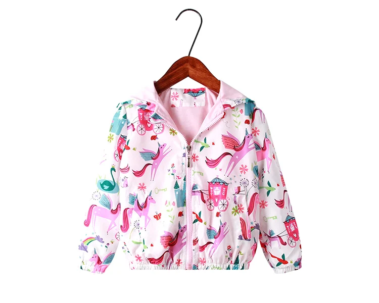 Jaquetas para Meninas Flor com Capuz Primavera Outono Crianças Outerwear Meninas Moda Cavalo Imprimir 2-8y Animal Estilo Roupas 2020 7 2020 primavera outono crianças outerwear meninas moda