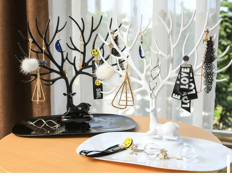 Нордический талисман, фигурка оленя, украшение для дома, украшение, рога, дерево, ювелирные изделия, серьги для хранения, стол, рождественские украшения для дома
