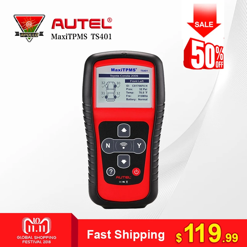 

Autel MaxiTPMS TS401 TPMS Diagnostic Service Tool Sensor Tool Pressure & Vacuum Tester Compatible with 433&315 Mhz MX-Sensor