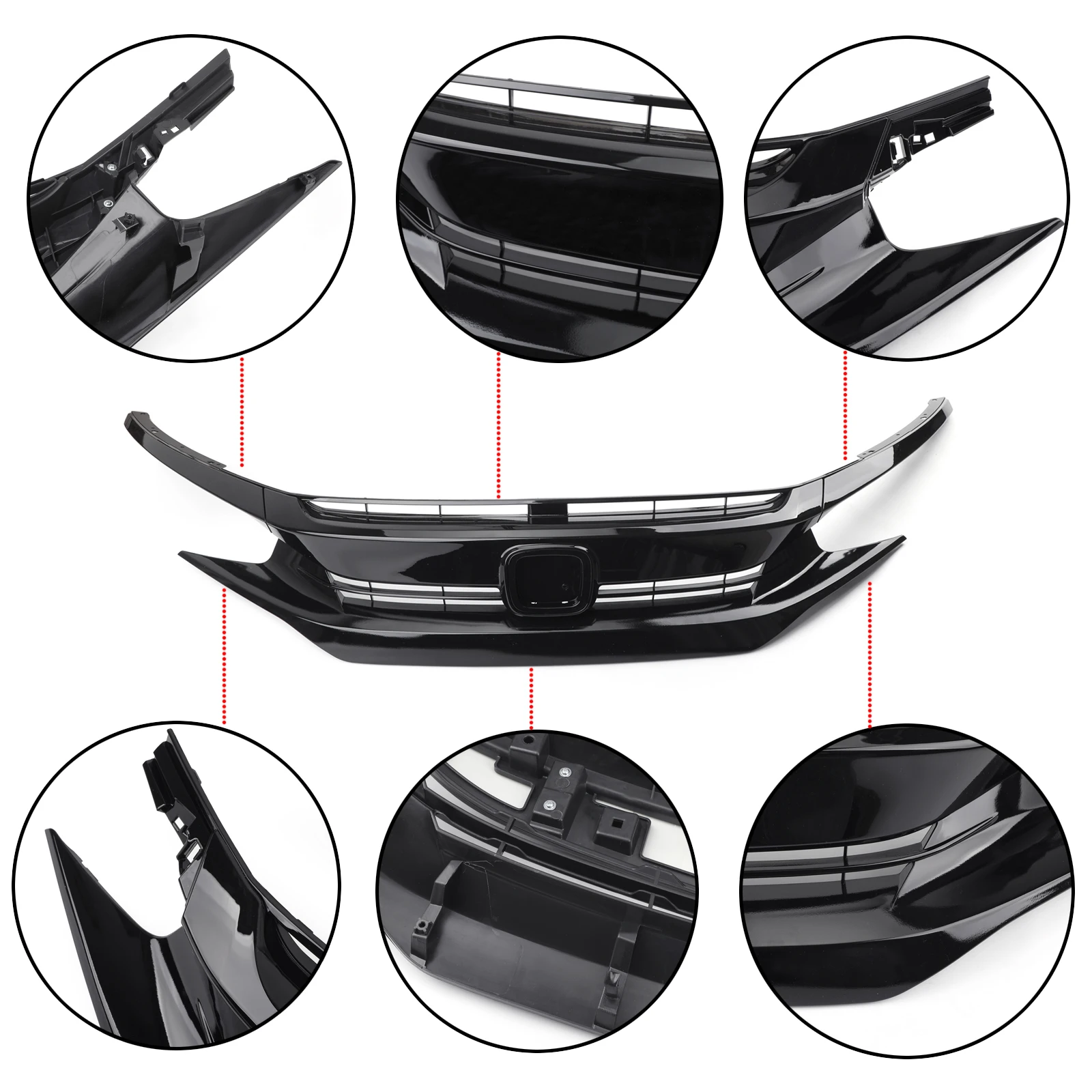 Areyourshop Передняя вытяжка гриль решетка век для Honda Для Civic Coupe 2016 2018 седан передняя