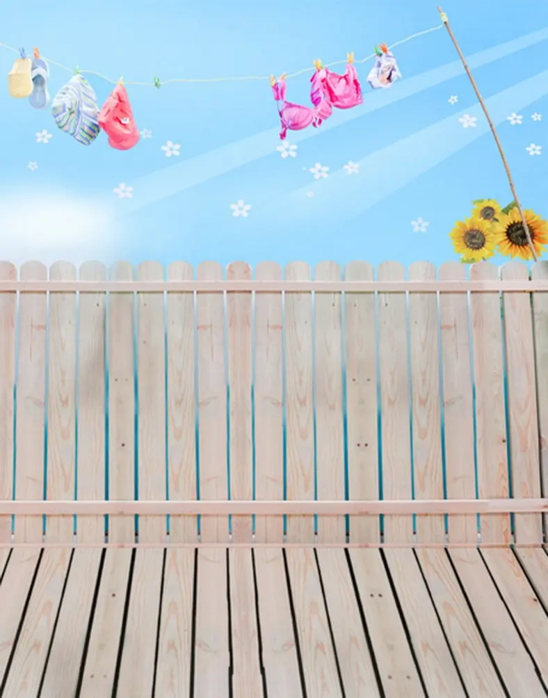 Wooden Floor Fence FlowersPhotography Backdrops Photo Props Studio Background 5x7ft | Электроника