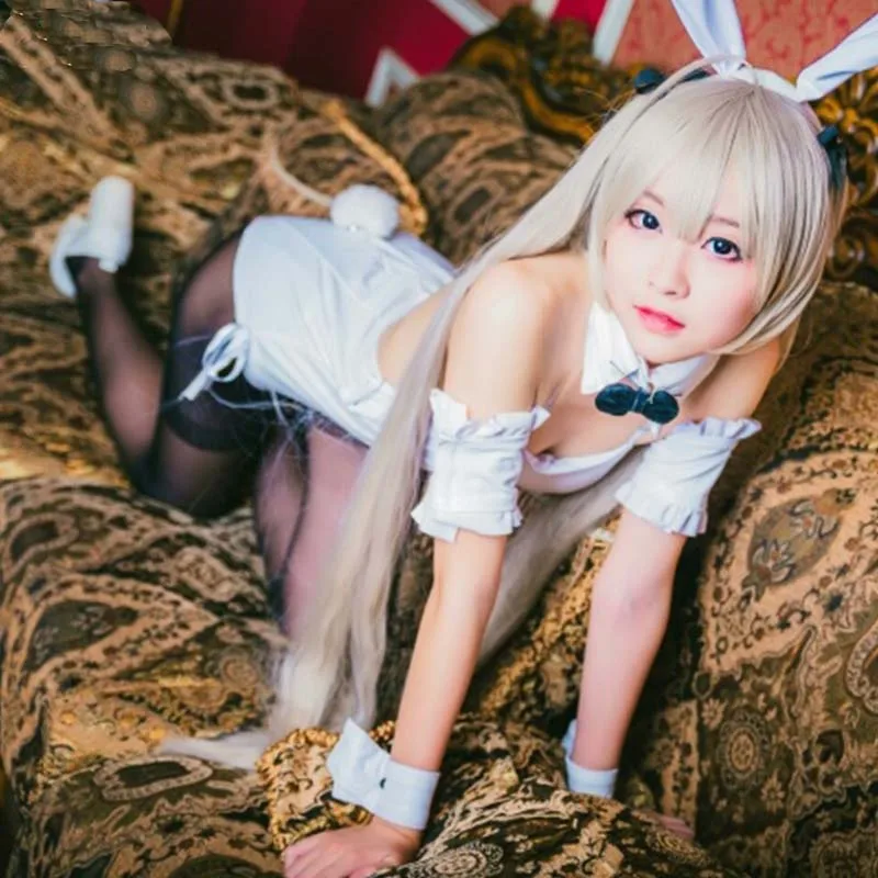 Where we are least alone Kasugano Sora Anime sexy Rabbit ear White dress Bunny Girl Cosplay costume Complete set of clothes