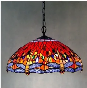 

Tiffany Stained Glass Blue Ceiling Glass Lamps Mediterranean Style 20/30/40/50/60cm with E27 LED Chain Pendant Light Luminarias
