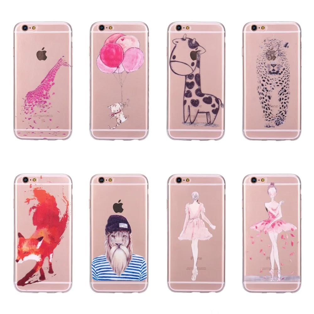 Красивый женский чехол для телефона iPhone 5 5S SE Жираф Тигр лиса Лев Carttoon TPU