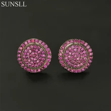 SUNSLL медные булавки многоцветный кубический цирконий круглые серьги гвоздики женские вечерние ювелирные изделия Cobre CZ Brincos
