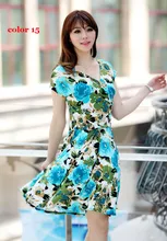 Women summer dress 2016 summer new Styles plus size women printed waist show thin Casual Beach Maxi Dresses