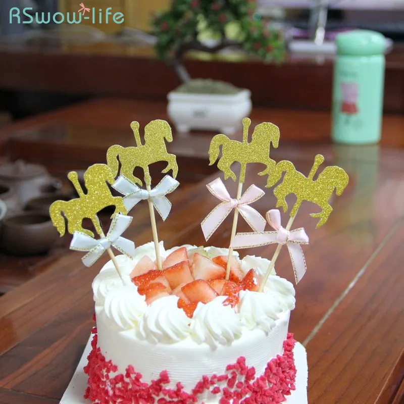 

Birthday Party Cake Decoration Flag Carousel Baking Dessert Cake Insert Card For Wedding Dessert Table Birthday Party Decoration