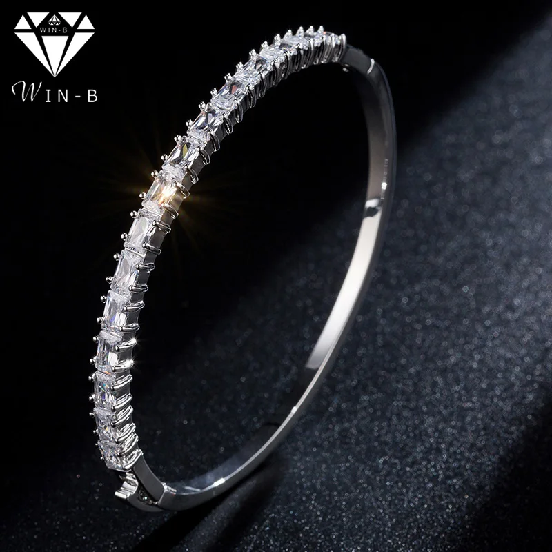 WIN B AAA Кристалл фианит Теннисный браслет Pulseras Mujer очаровательные женские белые