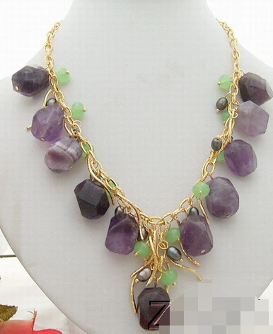 

Jew3111 Pearl&Amethyst&Crystal Necklace