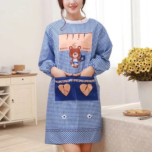 Korean Apron kitchen gowns long sleeved oil-proof Aprons  For Cooking Baking Restaurant Coffee Shop Aprons Kitchen Accessories