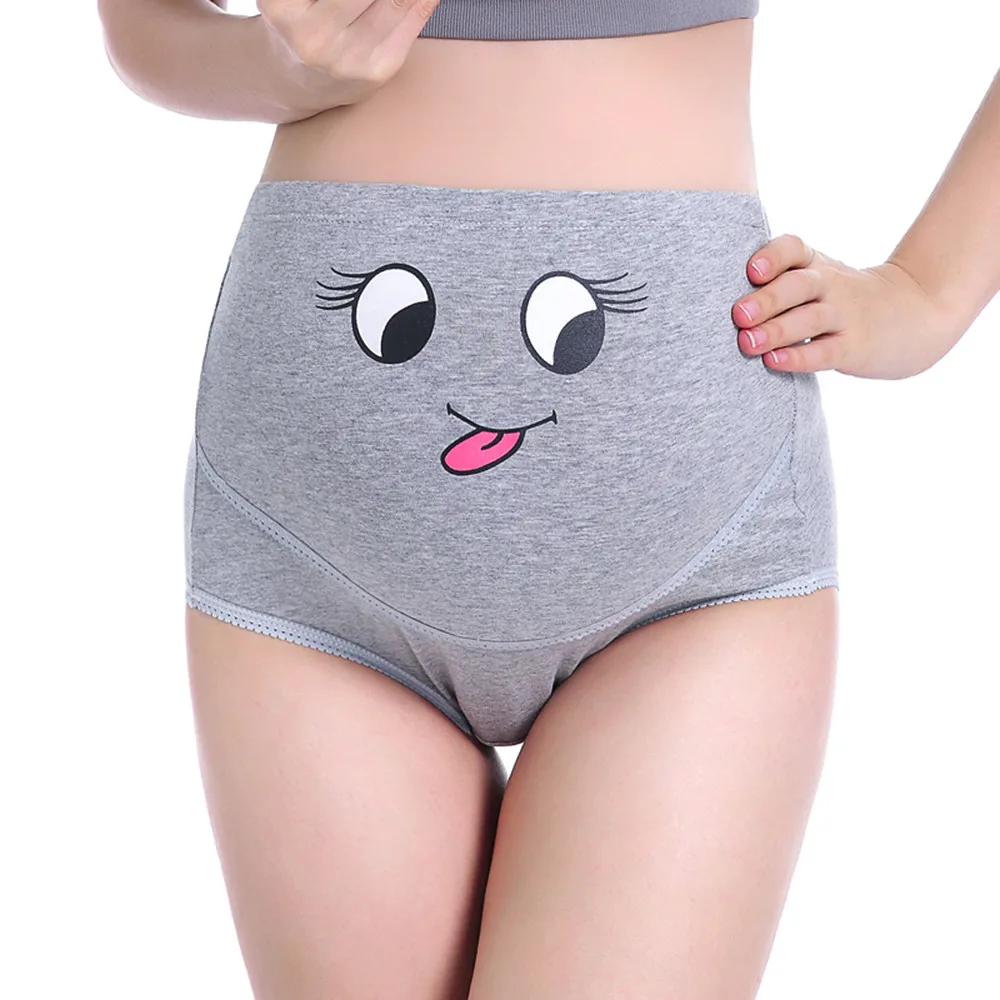 

Women 's High-waist Panties Cartoon Smile Seamless Soft Care Abdomen Underwear Intimates Pregnant Panties Maternity Panties 2019