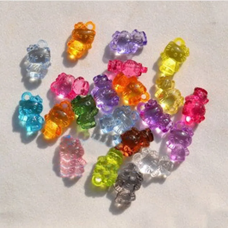 

DIY accessories 17*11mm acrylic beaded material transparent color Kitty cat pendant 100pcs/bag 004002007