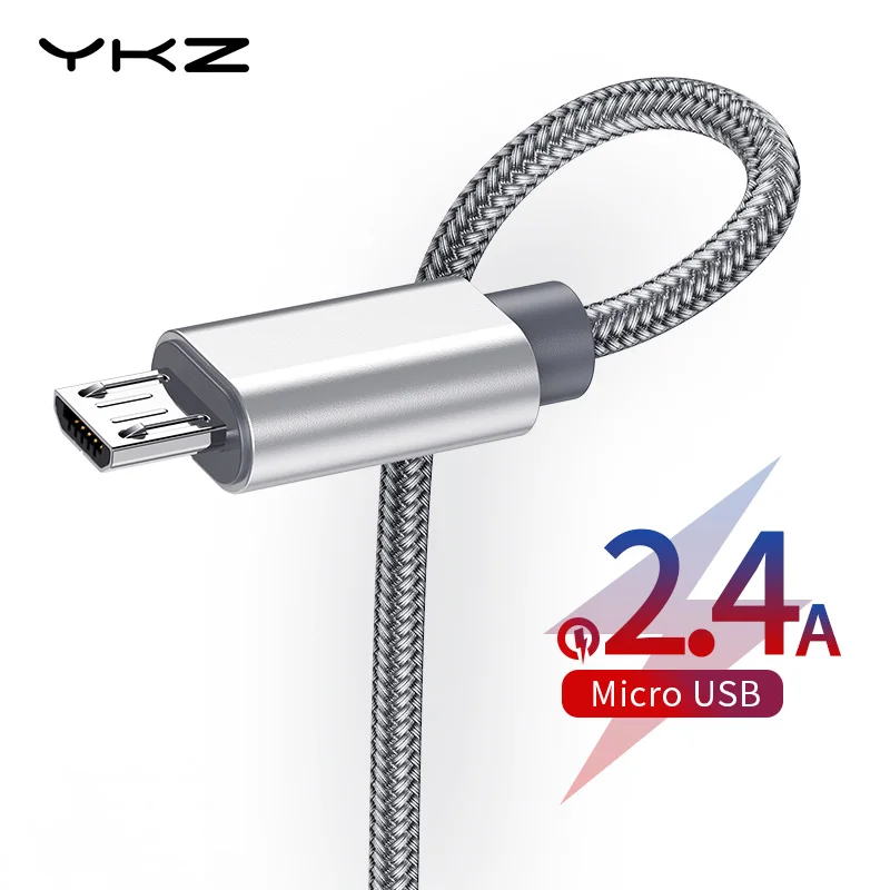 YKZ Micro USB кабель для быстрой зарядки 2.4A USB кабель для передачи данных нейлон синхронизации Microusb зарядное устройство Шнур для huawei Xiaomi Andriod мобильного телефона AG