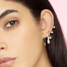 10pcs Alloy Half Hexagon Earring Posts Hang Loop w// S925 Pins Gold Studs 22mm