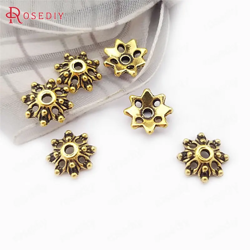 

(30488)100PCS 9*3MM Antique Gold Plated Zinc Alloy Flower Beads Caps Diy Jewelry Findings Accessories wholesale