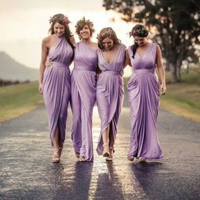 4 Styles Light Purple Y Pleats Chiffon Summer Bridesmaid Dress 4 Styles Light Purple Y Pleats Chiffon Summer Bridesmaid Dress Vintage Women Wedding Party Gowns 2017