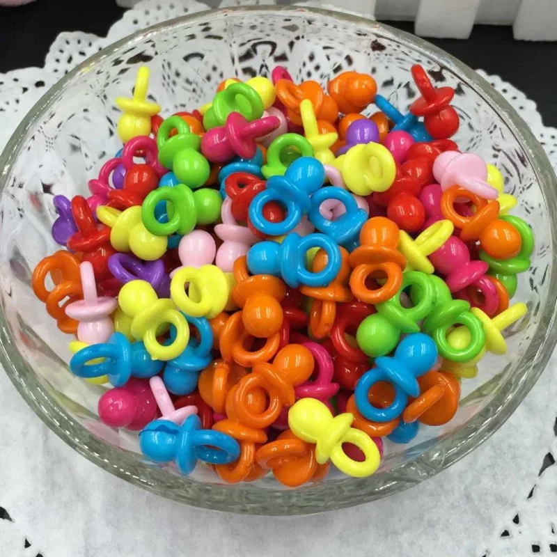 50Pcs/lot Clear Baby Shower Favors Mini Pacifiers Girl Boy Party Game