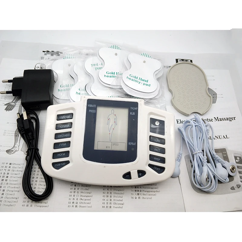 

Russian button 16pads Electric Stimulator Full Body Relax Muscle Therapy Massager Pulse tens Acupuncture