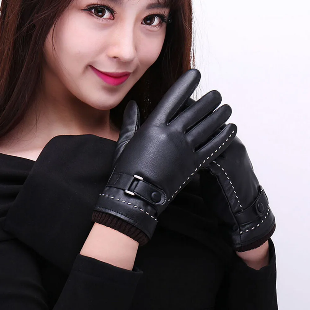 Модные женские зимние теплые перчатки 1 пара Luvas de inverno Luva motociclista кожаные Guantes Eldiven