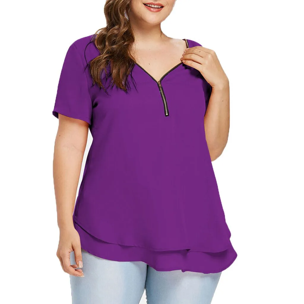 Летняя женская рубашка, топы и блузки, модная одежда с v-образным вырезом, одноцветная, большой размер, короткий рукав, Blusas Mujer De Moda, женская блузка