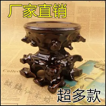 

Kylin rosewood crafts stone carving teapot odd small vase wood can Wacao saucer base value