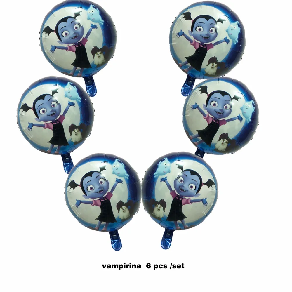 

6 Pcs / Packs 18 Inch Round Vampirina Foil Balloon Helium Float Birthday Party Decoration Ballons For Kid Toys Globes