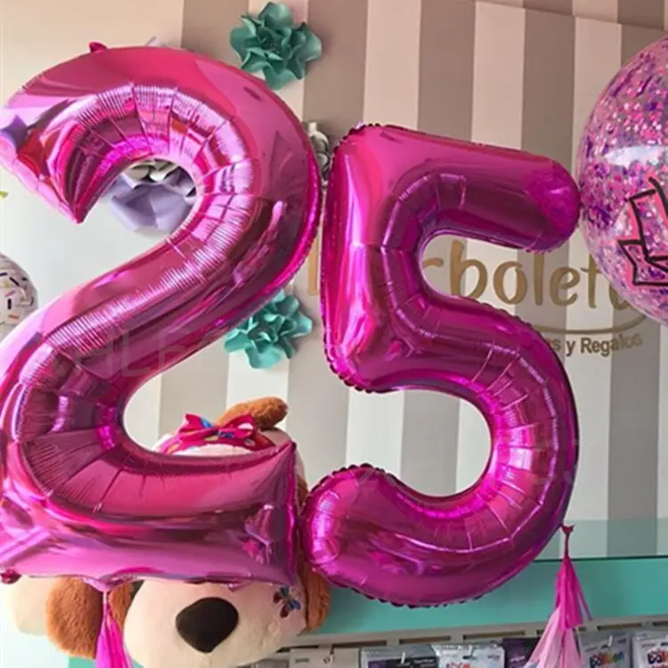 2 шт 40 дюймов Большой номер 25 лет фольга гелиевые шары розовое золото взрослых день рождения Юбилей украшения balaos поставки - Цвет: Pink 25