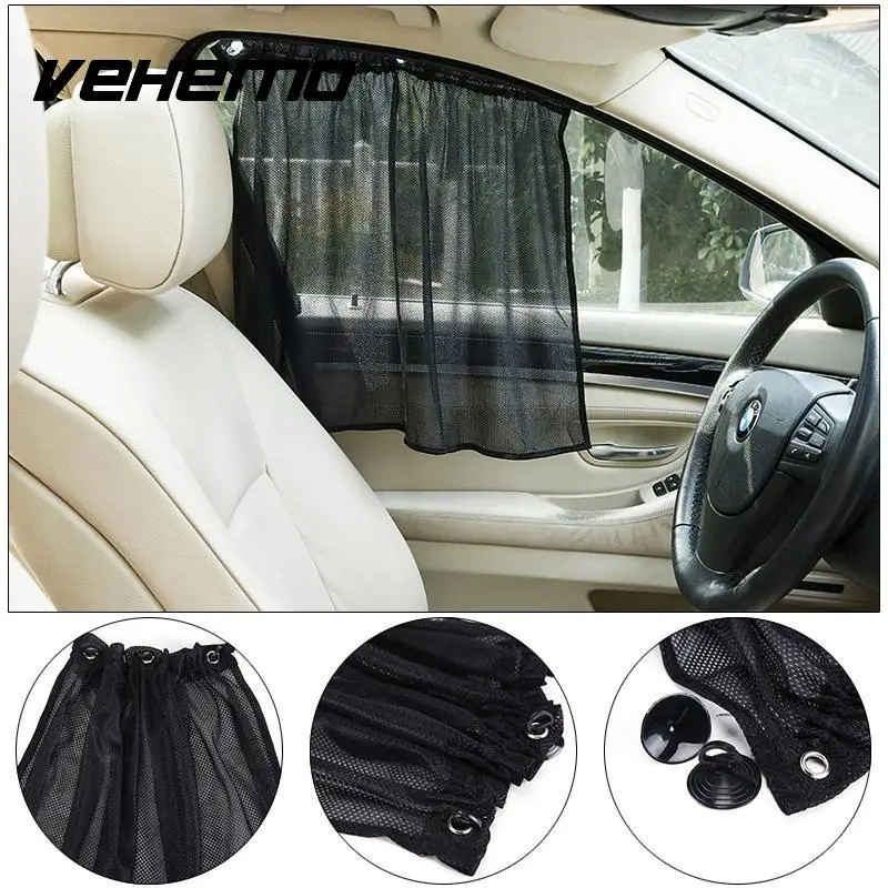2PCS Car Vehicle Window Sun Shade Curtain With Suction Cup Car Stylingin Side Window Sunshades