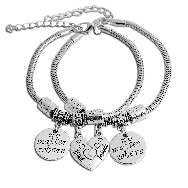 Bff Bracelets No Matter Where Best Friend Forever Bracelet Vintage Snake  Chain Jewelry Xmas Gift For Bestfriend Graduation Girl - Bracelets -  AliExpress