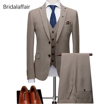 

KUSON Groomsmen Men Suits Wedding Party Tuxedos For Men Formal Dinner Wear Best Man Suit Blazer With Pants Vest 3 Piece Set 2018