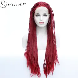 Similler длинные плетеная коробка Плетеный высокое температура Волокно синтетический синтетические волосы на кружеве парик для женщин 24 "26" 28