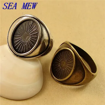 

40 PCS 14*10mm Oval Cabochon Base Ring Setting Antique Bronze/Silver Color Vintage Style Ring Blank Base For Jewelry Making