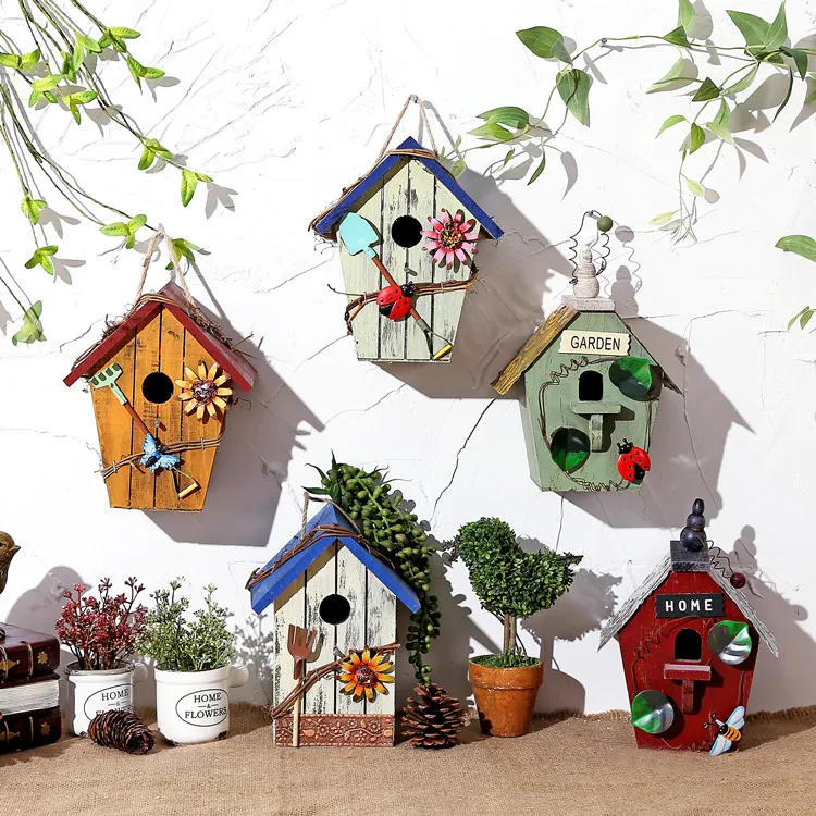 

American country rural solid wood bird houses.. Decoration pendant