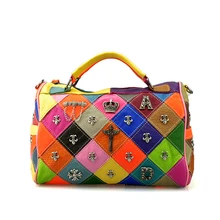 2016 retro fashion handbags women leather handbag shoulder Messenger cross rivet leather large capacity handbag