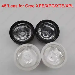 10 шт. 20 мм 45 градусов бисером или очистить поверхность LED объектив/Отражатели коллиматорный черный или белый для cree xpe/XPG/ХТЕ/xpl светодиодный