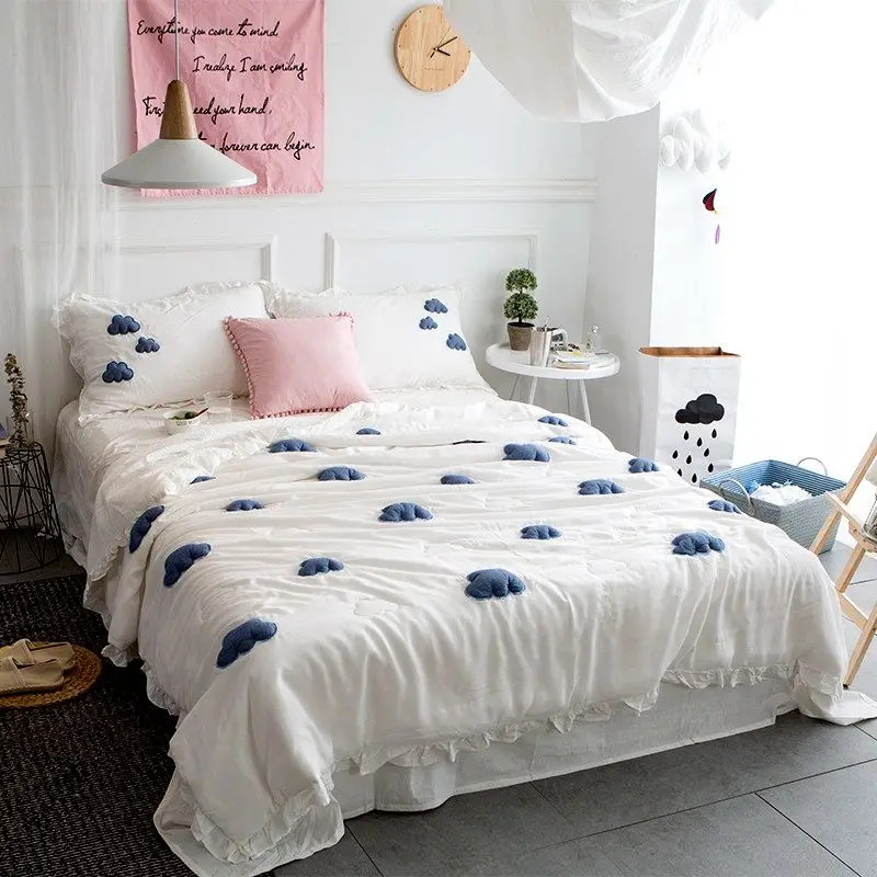 

3D three-dimensional patch embroidery Air conditioning summer quilt pillow case blankets comforter bed cover quilting #sw