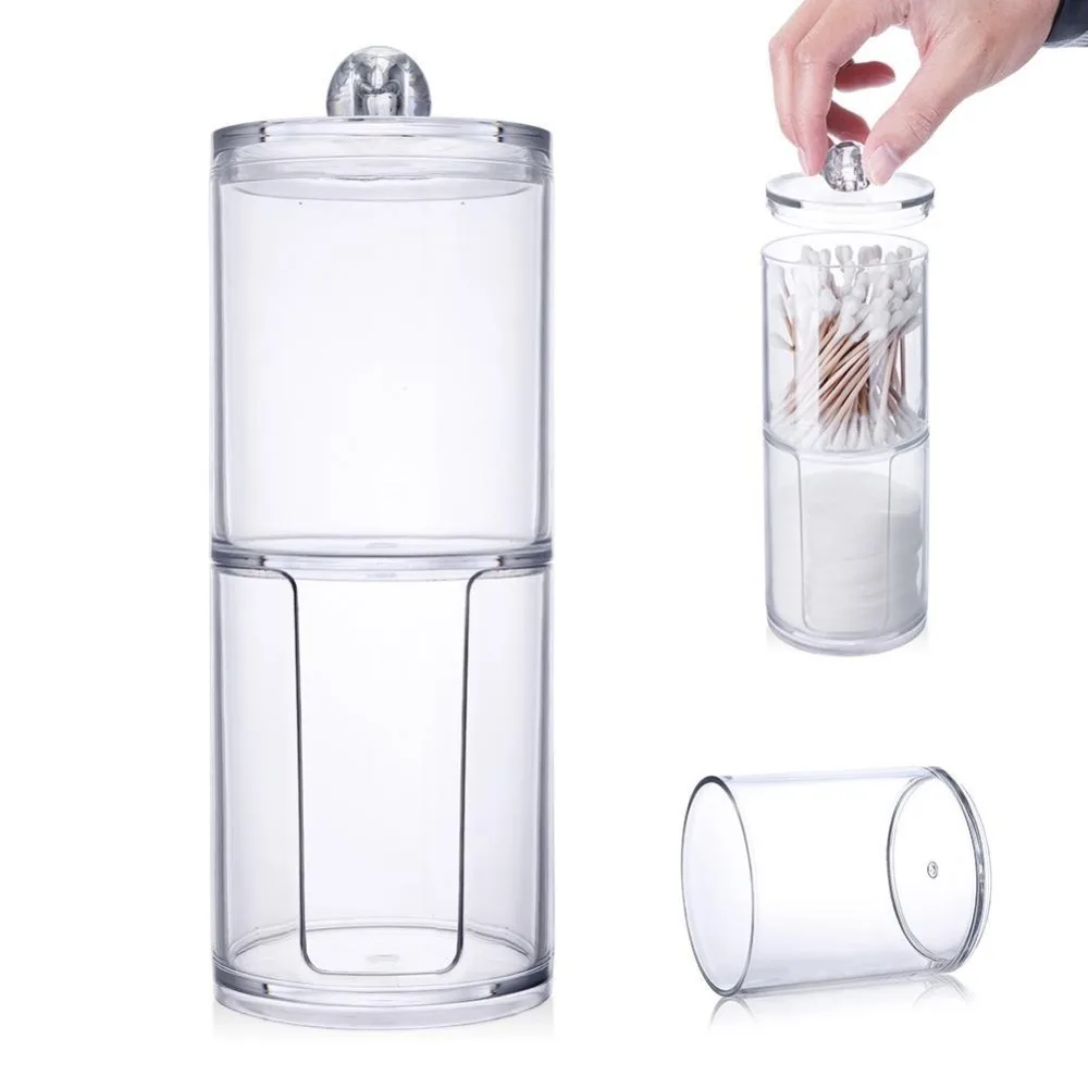 

UzeQu Acrylic Multifunctional Round Qtip Container Cosmetic Makeup Cotton Pad Organizer Jewelry Storage Box Holder and Candy Jar