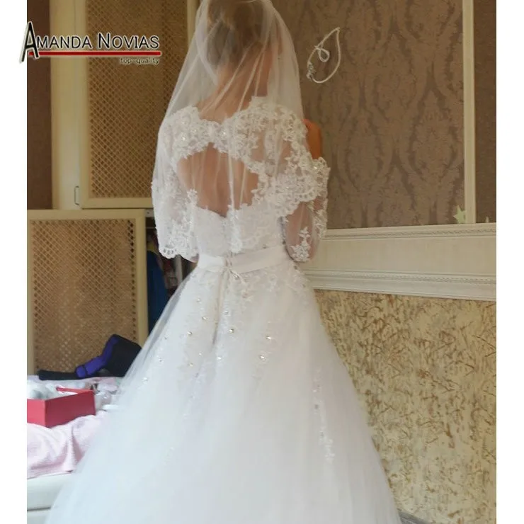 Vestido De Noivas Кружево дизайнер реальные фотографии бальное платье Пышное Свадебные платья Вышивка Крестом Картины r-358