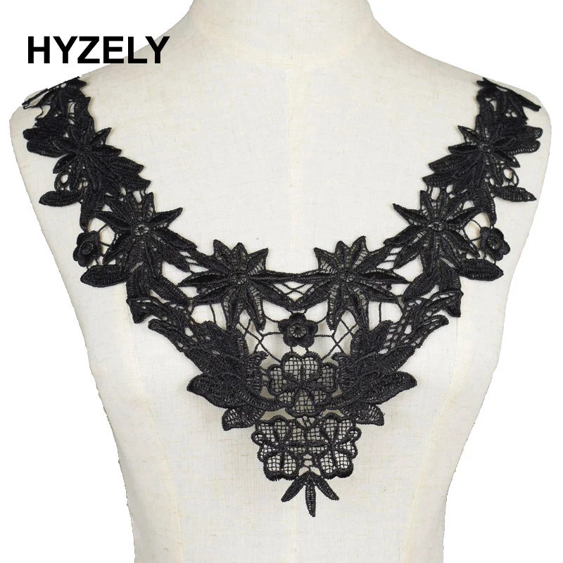Black Lace Flower Collar Trim Embroidery Neckline Sewing Applique Fabric Dress