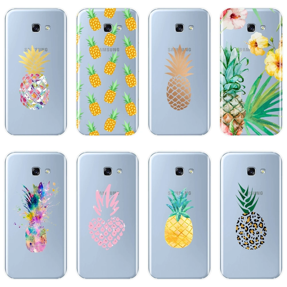 

Soft Phone Case Silicone For Samsung Galaxy A3 A5 2016 2017 A6 A7 A8 2018 Cute Pineapple Back Cover For Samsung A6 A8 Plus 2018