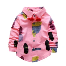 Г. высококачественная модная хлопковая рубашка с воротником и длинными рукавами на весну длинная детская рубашка с рисунком детская рубашка для мальчиков и девочек от 0 до 3 лет