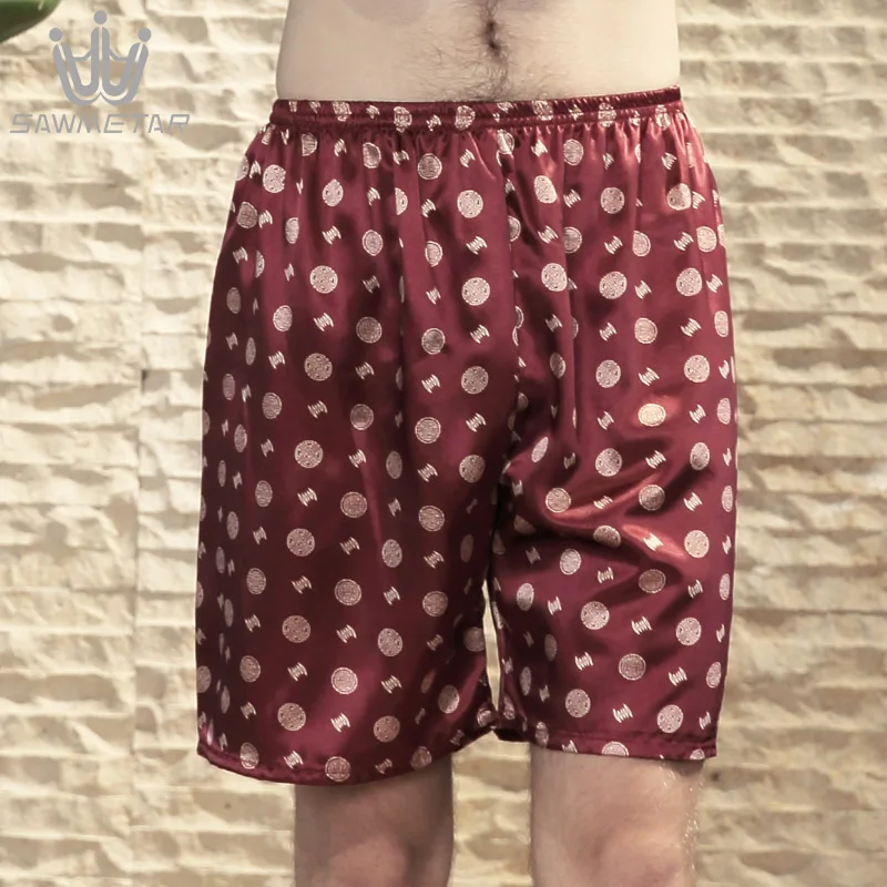 Мужская пижама Hombre шелковые атласные летние штаны для сна Домашняя одежда новое нижнее белье шорты Модный подарочный для мальчиков