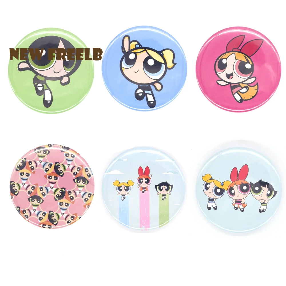 Классические брошки на кнопках с героями мультфильмов США Powerpuff для девочек