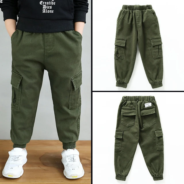 New 2019 Autumn Teens Jeans For Boy  green Baby Boys Jeans Pants Designer Kids Jean Children's Elastic Waist Denim Long Pant 5