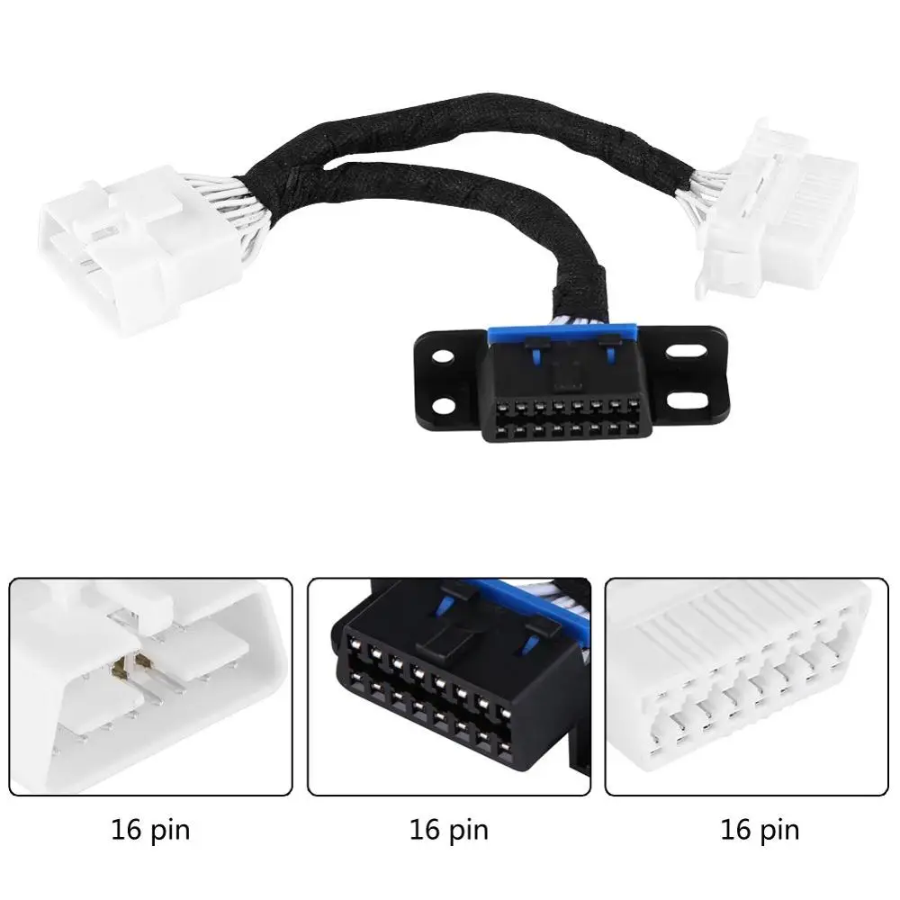 Бесплатная доставка Черный ABS OBD2 16Pin папа к двойной женский сплиттер адаптер