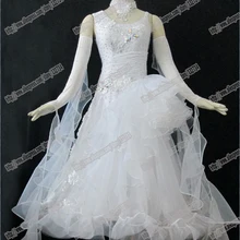 Современное Танго вальс бальных танцев платье, бальное платье из гладкой ткани, стандартный бальный зал платье девушки B-0340