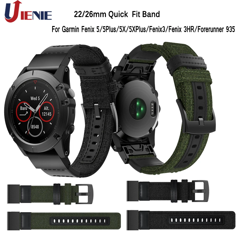 

For Garmin Fenix 5 5Plus 5X 5XPlus Watchband 22mm 26mm Strap Smart Watch Band Quick Fit Nylon Bracelet for Forerunner 935 945