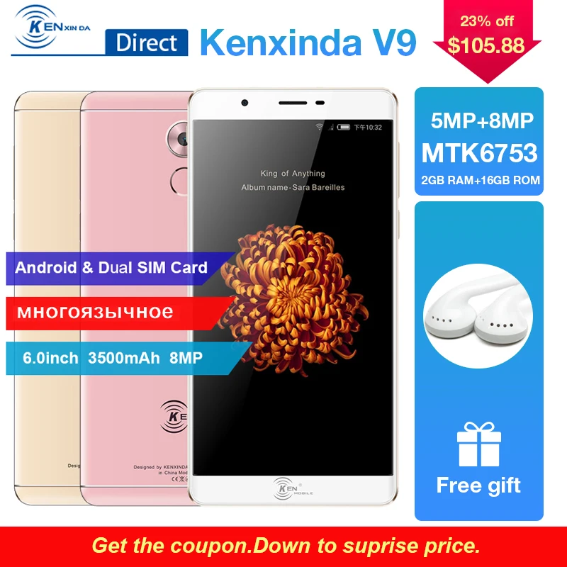 Original Kenxinda V9 4G 6.0inch Octa Core Fingerprint Mobile Cell Phone Android Dual SIM 3500mAh 16GB ROM SmartPhone Cellphone Original Kenxinda V9 4G 6.0inch Octa Core Fingerprint Mobile Cell Phone Android Dual SIM 3500mAh 16GB ROM SmartPhone Cellphone